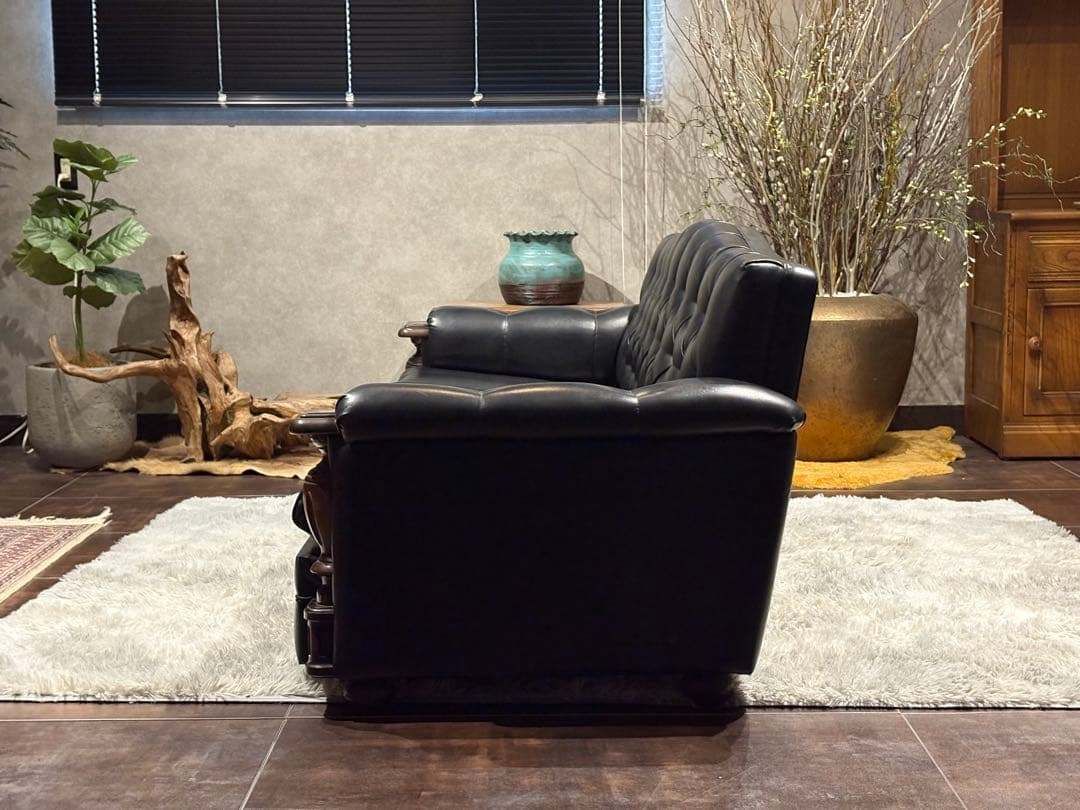 karimoku カリモク　3人掛けソファ　3Pソファ　ボタンダウン　本革　IZ karimoku カリモク 3人掛けソファ 3Pソファ ボタンダウン 本革 IZ