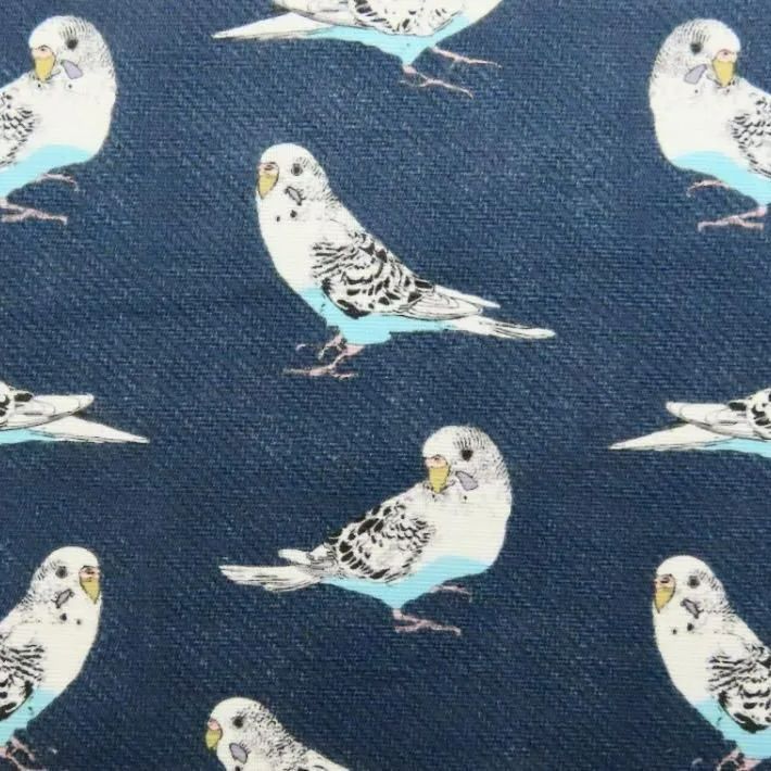 ゆきちゃん限定】X572 セキセイインコ 白ハルクイン デニム柄 紺 1m