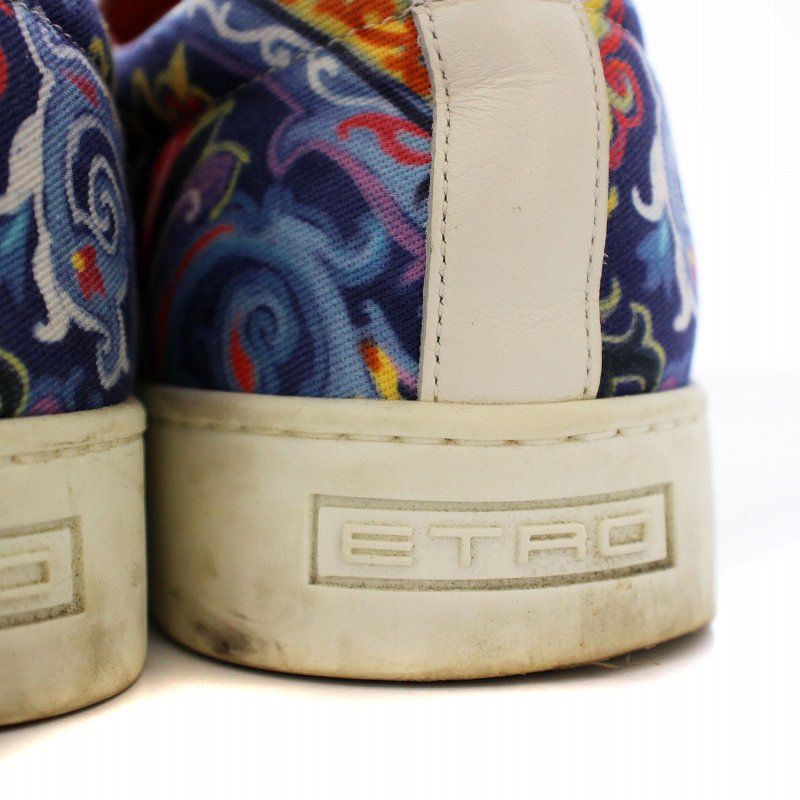 国内発送 ETRO スリッポン 42 エトロ ETRO スリッポン 総柄 スニーカー 42 青 ブルー /☆G
