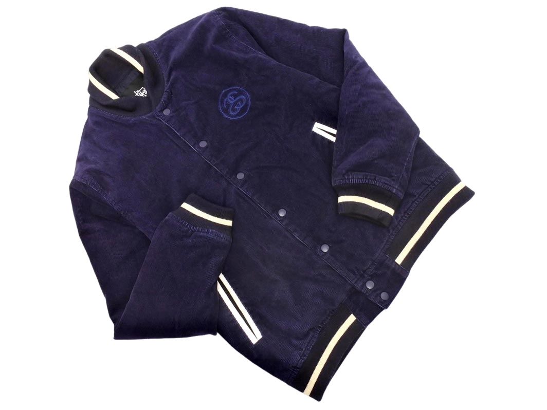 STUSSY ステューシー コーデュロイ 中綿 スタジャン ジャケット sizeM|紺 ◎メンズ