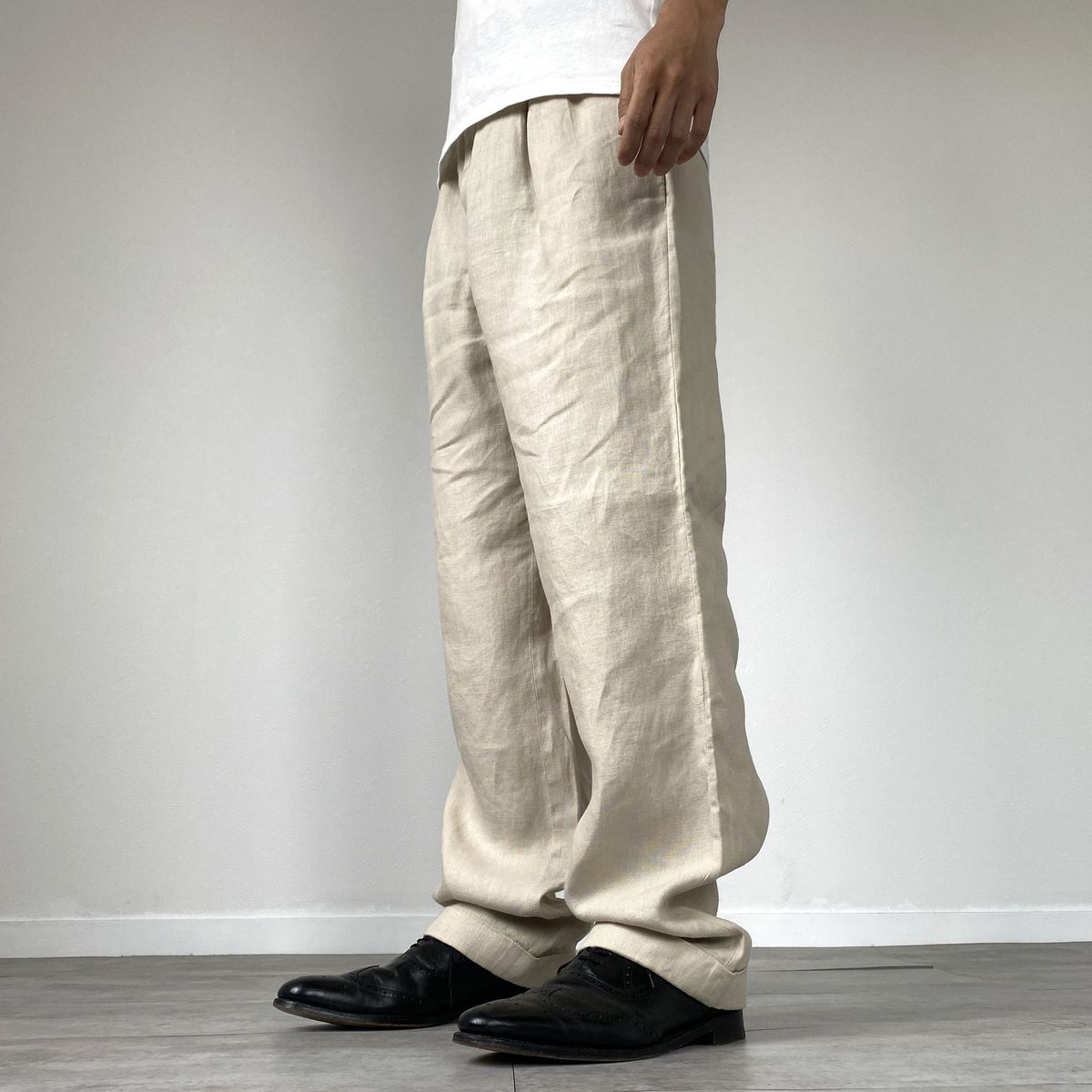 古着 ブルックスブラザーズ Brooks Brothers IRSH LINEN ツータック リネンパンツ スラックス メンズw34/eaa451243