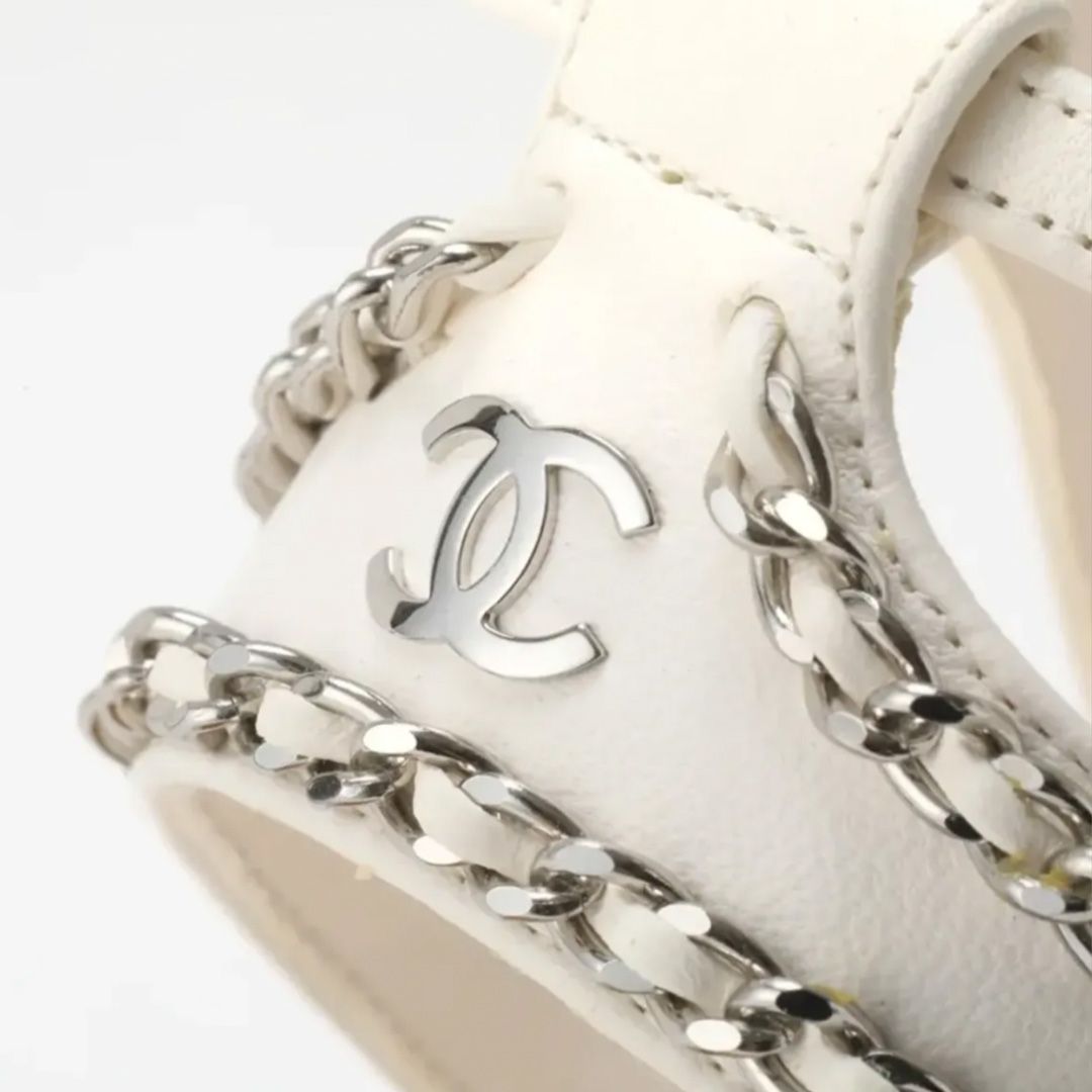 美品⭐︎ CHANEL シャネル CCマーク　シルバーチェーン サンダル シャネル CHANEL ココマーク チェーン サンダル