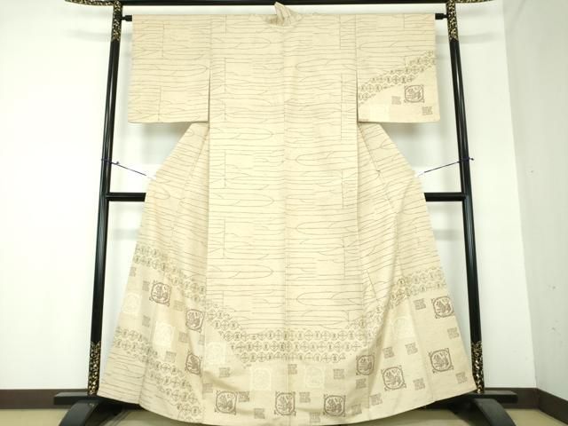 平和屋着物●二代目　川村久太郎　ぜんまい紬　訪問着　獣花文　正絹　逸品　DAAS3929ps 平和屋着物○二代目 川村久太郎 ぜんまい紬 訪問着 獣花文 正絹 逸品