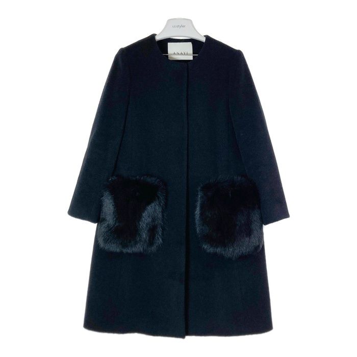 ☆ANAYI アナイ アンゴラビーバー ポケットファー ノーカラーコート