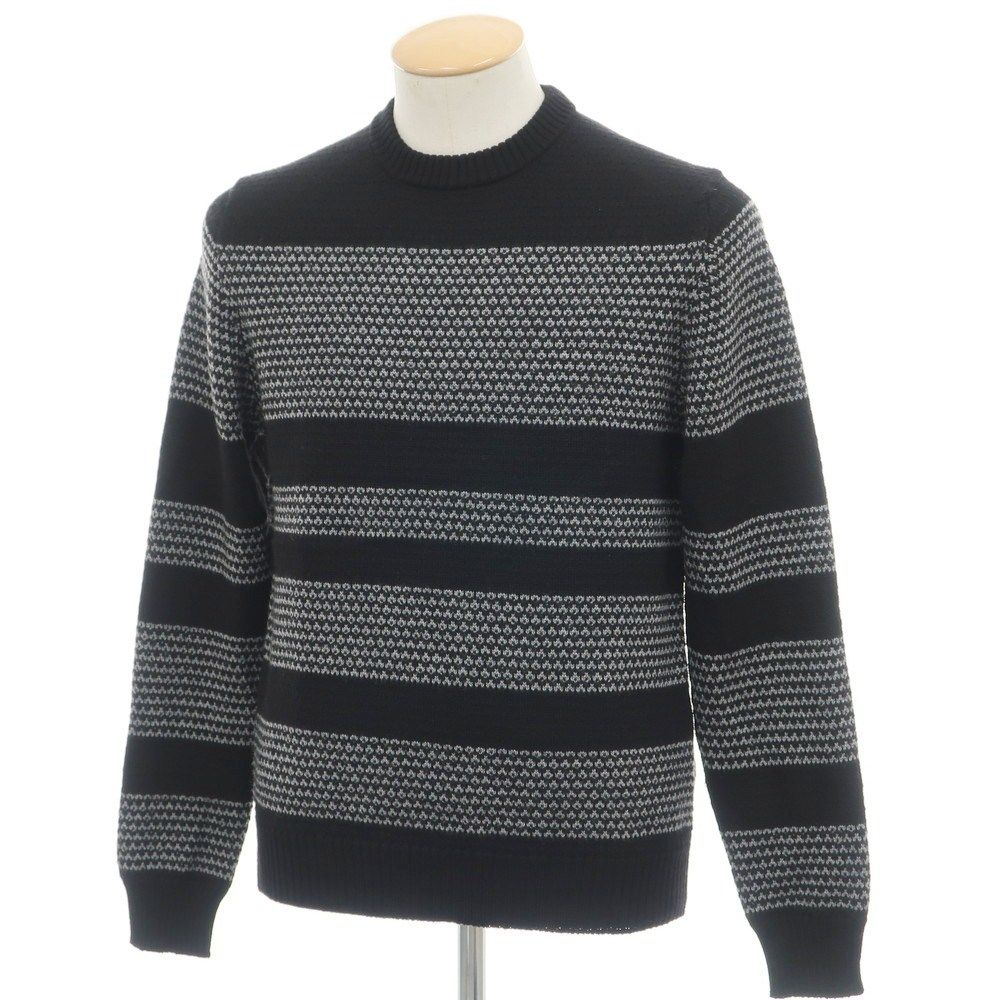 【新品】ドルモア DRUMOHR ウール クルーネック  プルオーバーニット ブラックxグレー【サイズ44】【メンズ】