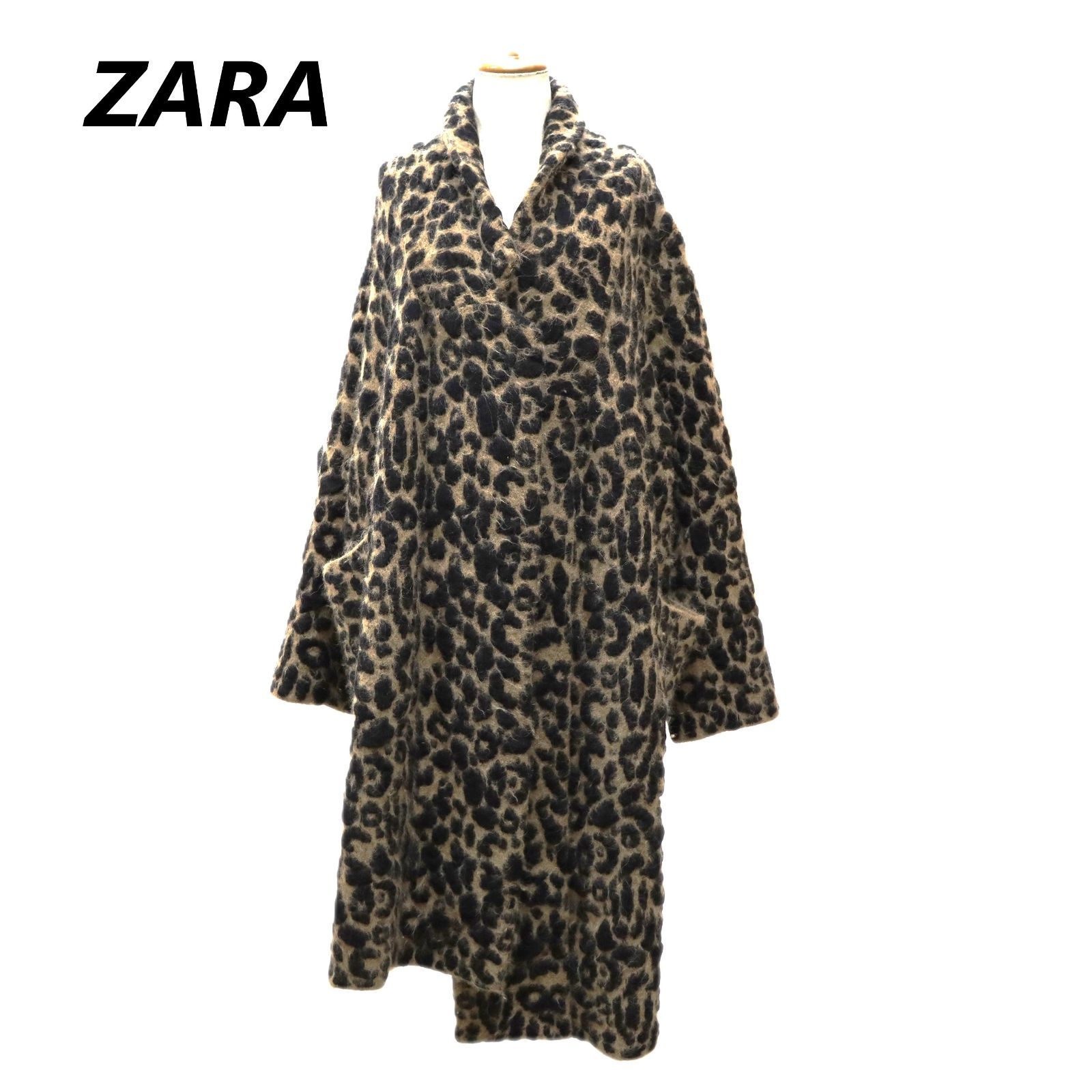 ZARA ザラ レオパードニットコート M BRN 豹柄 - メルカリ