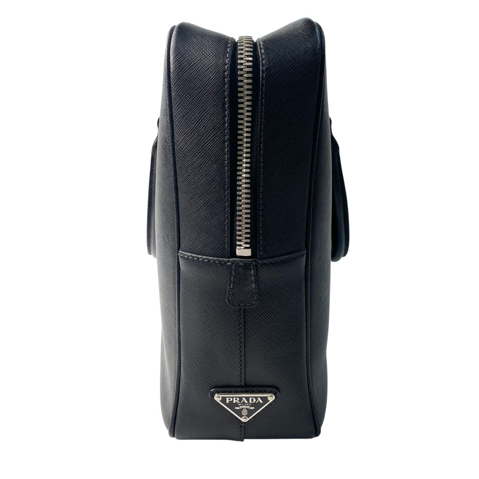 美品 プラダ PRADA メンズ サフィアーノ ビジネスバッグ 三角