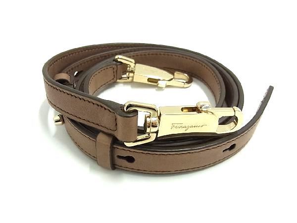 Salvatore Ferragamo ブラウンレザー ストラップ □極美品□ Salvatore Ferragamo サルヴァトーレフェラガモ