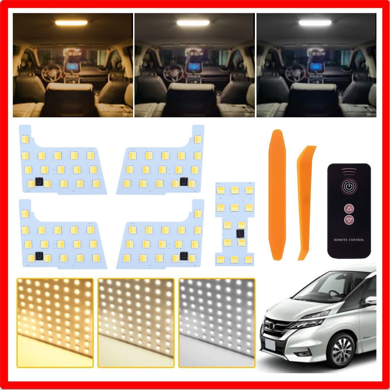 送料無料 】 セレナC27用 セレナC27 LED ルームランプセット 新型 3色30段階調光 リモコン付き車種専用設計 A200A/A210A/  A200S - メルカリ