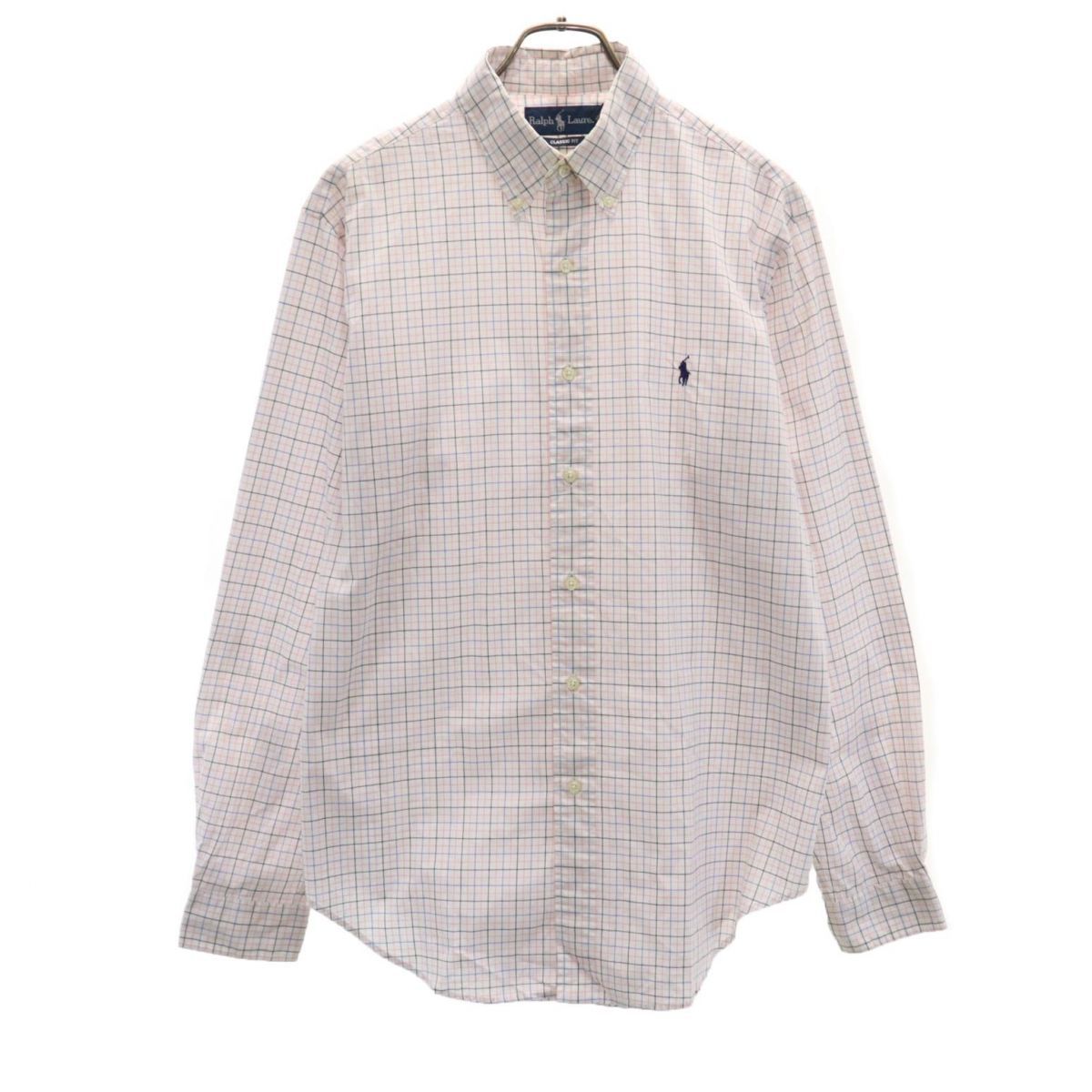 ラルフローレン チェック柄 長袖 ボタンダウンシャツ 151/2 ピンク系 RALPH LAUREN メンズ 古着 【240225】 メール便可