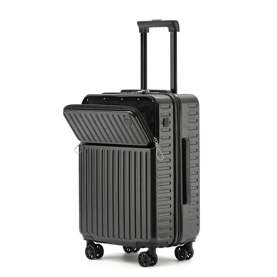 スーツケース フロントオープン ドリンクホルダー付 USBポート付き機内持ち込み スーツケース フロントオープン ドリンクホルダー付 USBポート