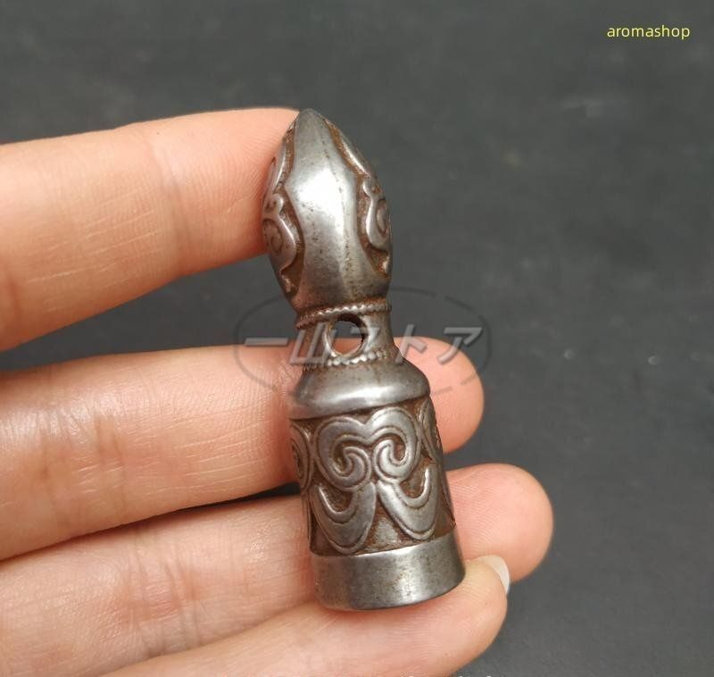 チベット 密教 天鉄　印鑑 印章　ハンコ　法器 刻 蔵式 天鉄 チベット 密教 天鉄細工 雲紋十字 金剛杵 印鑑 密宗法器