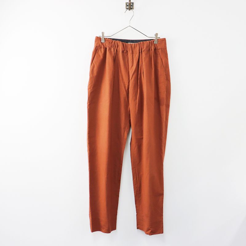 マーガレットハウエル　コットンシルクパンツ　テラコッタ　ウエストギャザー　2 マーガレットハウエル コットンシルクパンツ テラコッタ