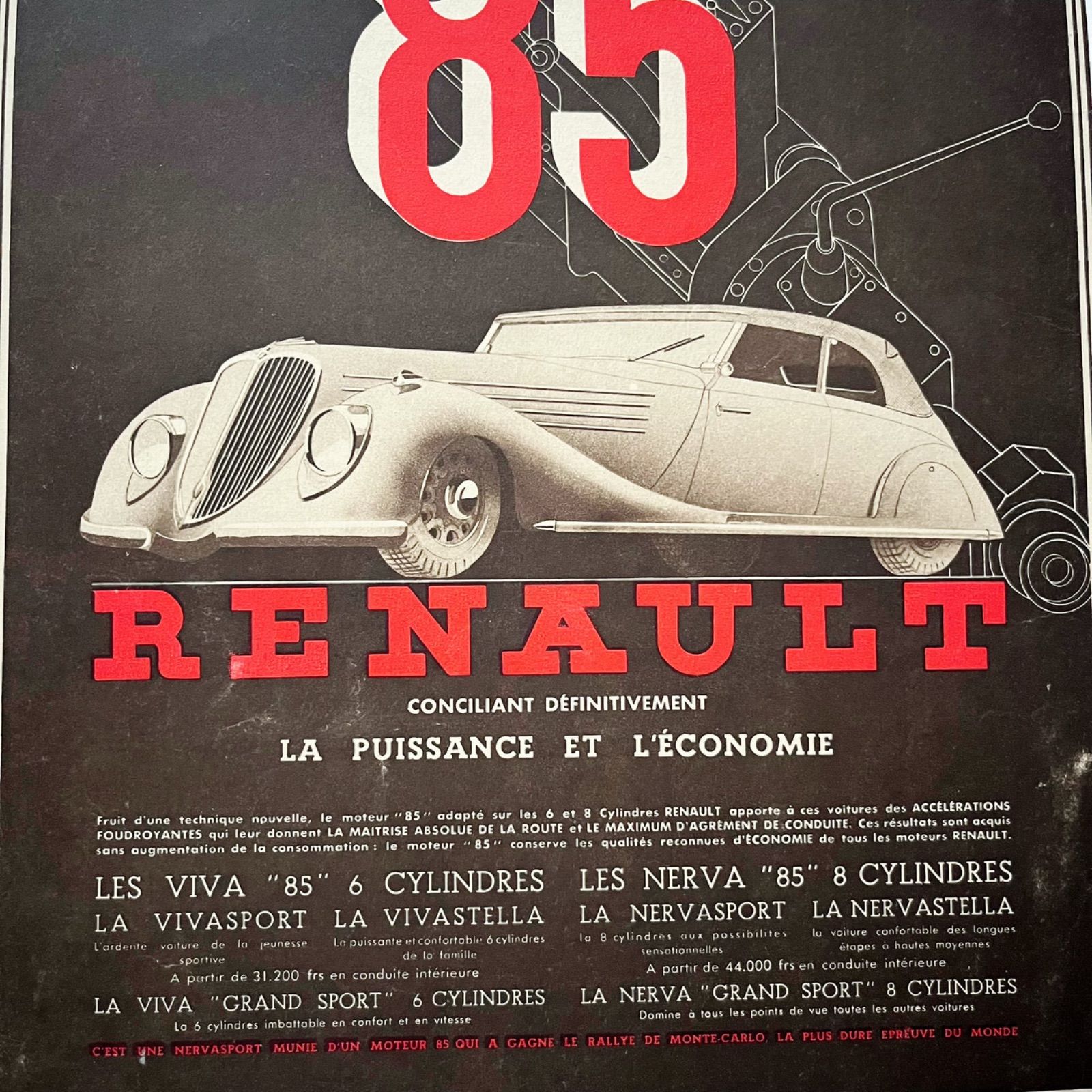 1935 広告＞RENAULT ルノー ポスター ヴィンテージ ビンテージ