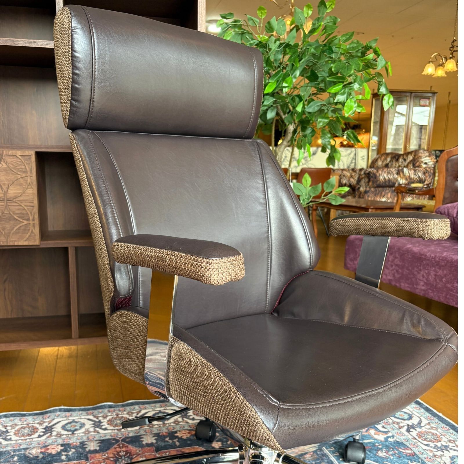 デスクチェア ワークチェア オフィスチェア アーム付き ハイバック 異素材ミックススタイル ヴィンテージ風の Arrivo SELECT