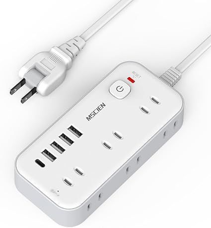 Mscien 延長コード 2m 電源タップ usb付き コンセントタップ タコ足配線 テーブルタップ 電源コード 6個AC口 4個USB-A 1個USB-C 電源タップ usb スイッチ付き 雷ガード 横差し 蛸足コンセント タップ 