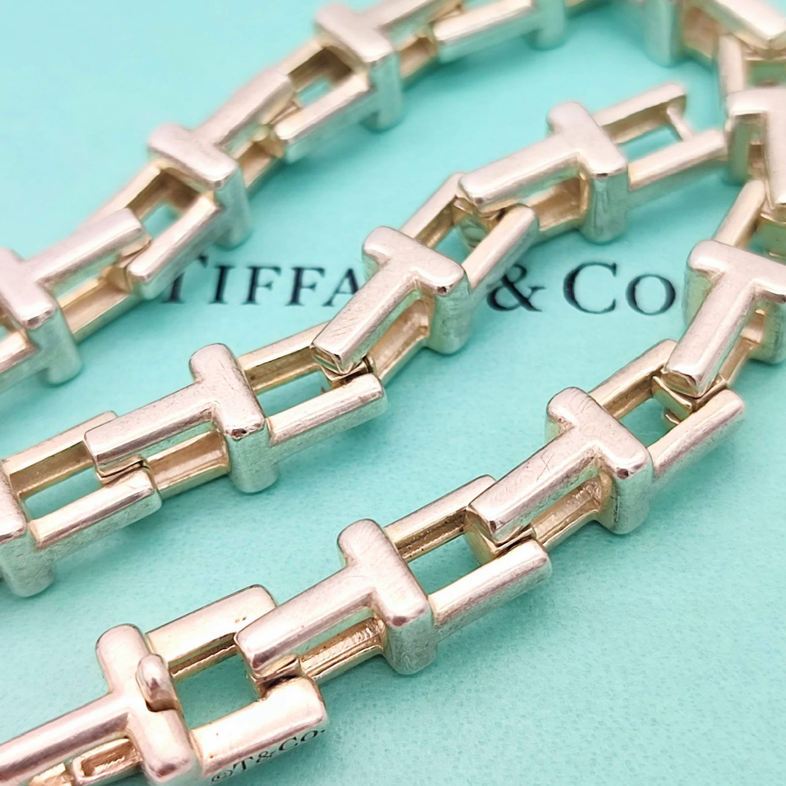 美品】Tiffany ティファニー Tチェーンブレスレット シルバー925