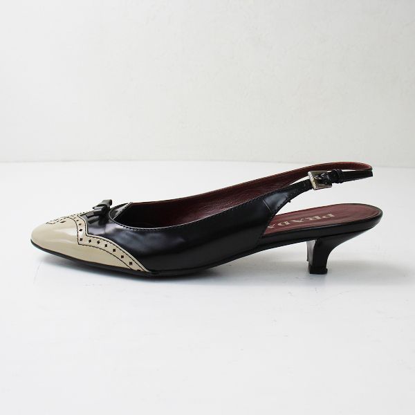 PRADA プラダ バックストラップ ミュール 35/ブラック ベージュ 