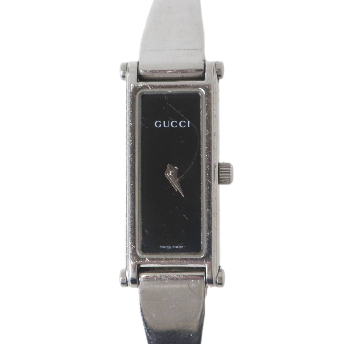 GUCCI グッチ レディース クォーツ 腕時計 1500L SS×文字盤ブラック 554594 NT BCランク