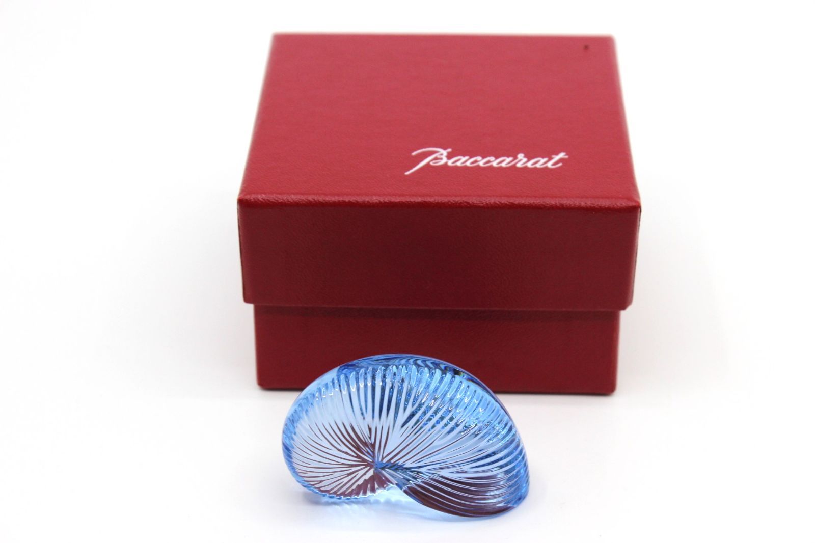 バカラ アンモナイト ペーパーウェイト クリスタル ブルー 青 オブジェ