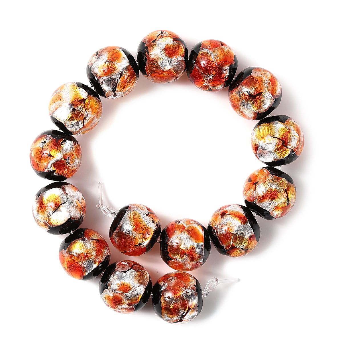 Sea drop 光る ホタルガラス オレンジ 14mm 半連 15玉 約20cmビーズ 蓄光 とんぼ玉 [120htt-14]