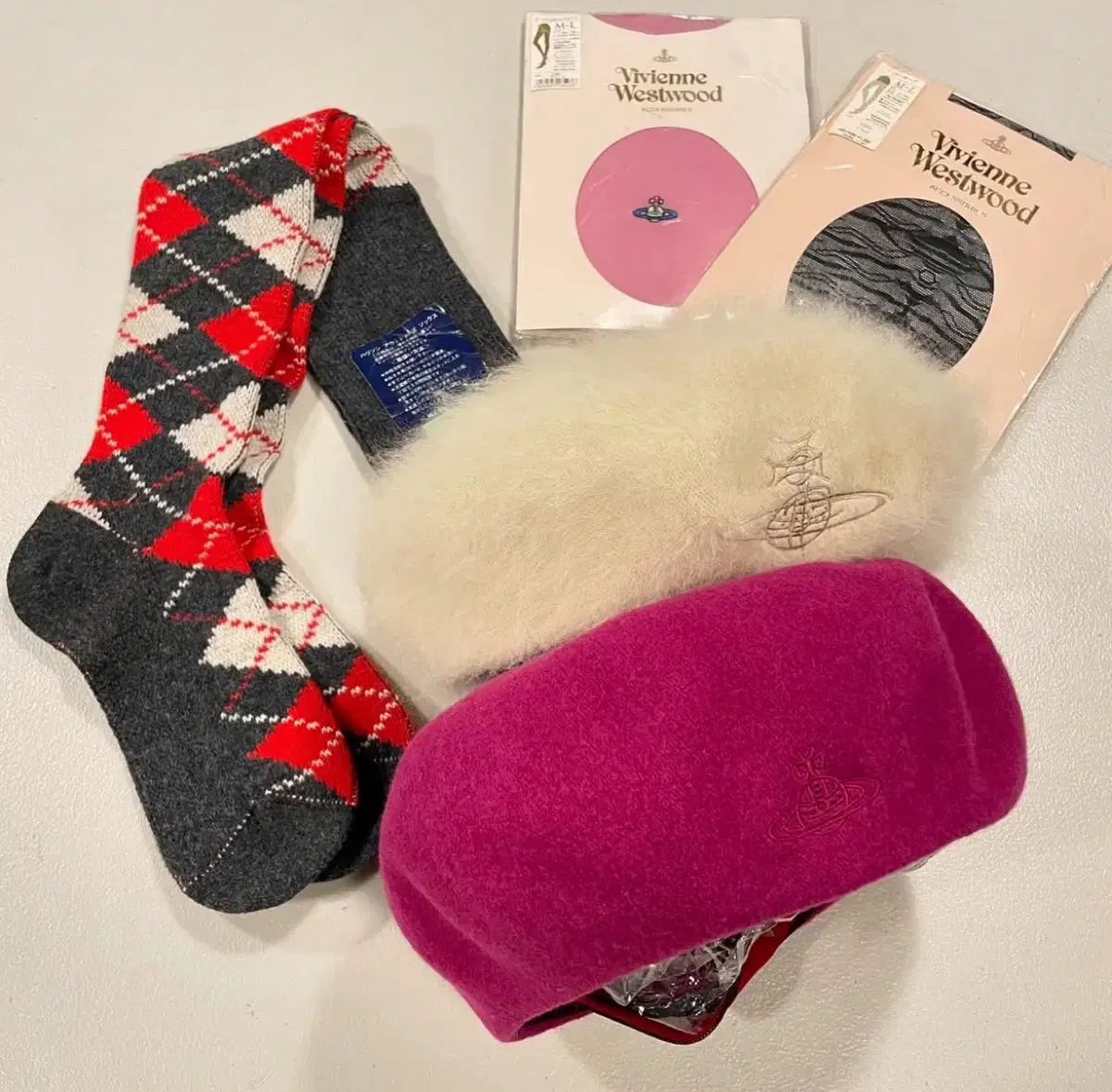 L126 Vivienne westwood アンゴラ ウール チェックベレー帽 Vivienne