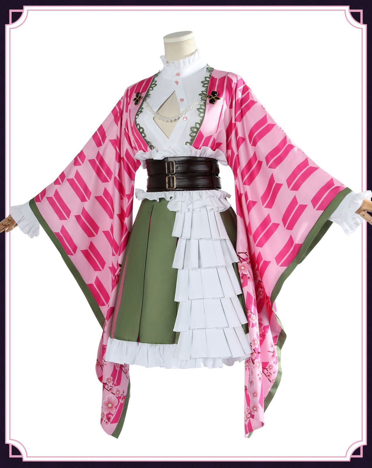 鬼滅の刃コスチューム甘露寺蜜璃仮装ステージ服イベントハロウィン演出服文化祭アニメ変装cosplayキャラ