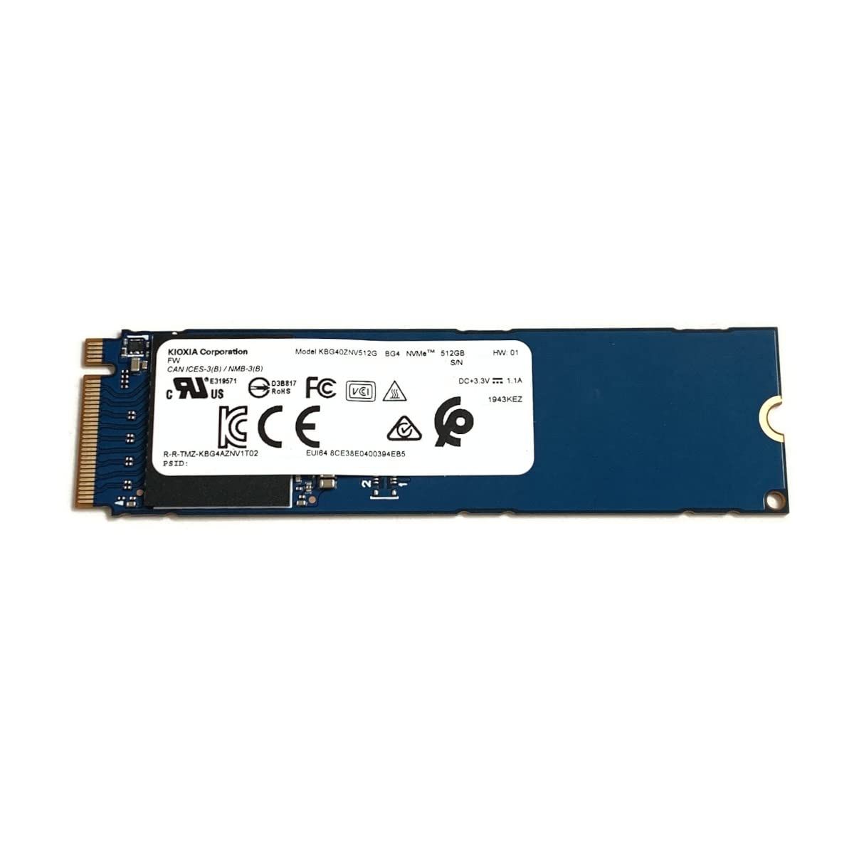 Kioxia SSD 512GB BG4 M.2 2280 80mm KBG40ZNV512G L57448 NVMe PCIe