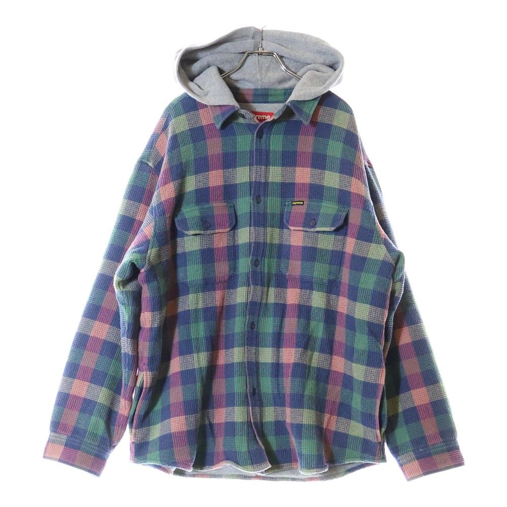 新品未使用 SUPREME 24AWワッフルプレイドフードシャツ マルチカラー SUPREME (シュプリーム) 24AW Waffle Plaid Hooded Shirt