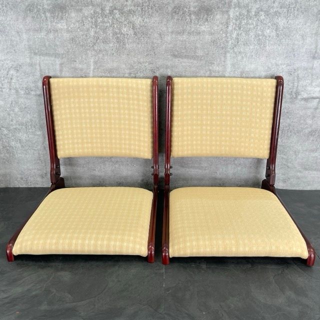 折りたたみ 座椅子 2点セット 【中古】昭和レトロ ベージュ 和室 和風
