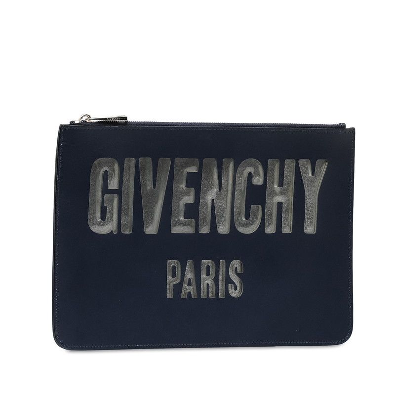 ジバンシー ロゴプレート アイコニック クラッチバッグ セカンドバッグ ブルー シルバー レザー レディース Givenchy【1-0151210】  - メルカリ