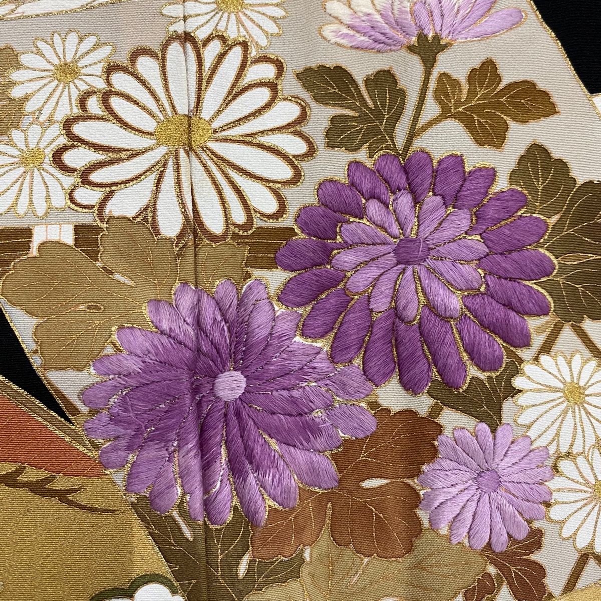 平和屋着物□豪華黒留袖 流水枝花文 金彩 正絹 逸品 AAAU6882ou 平和屋