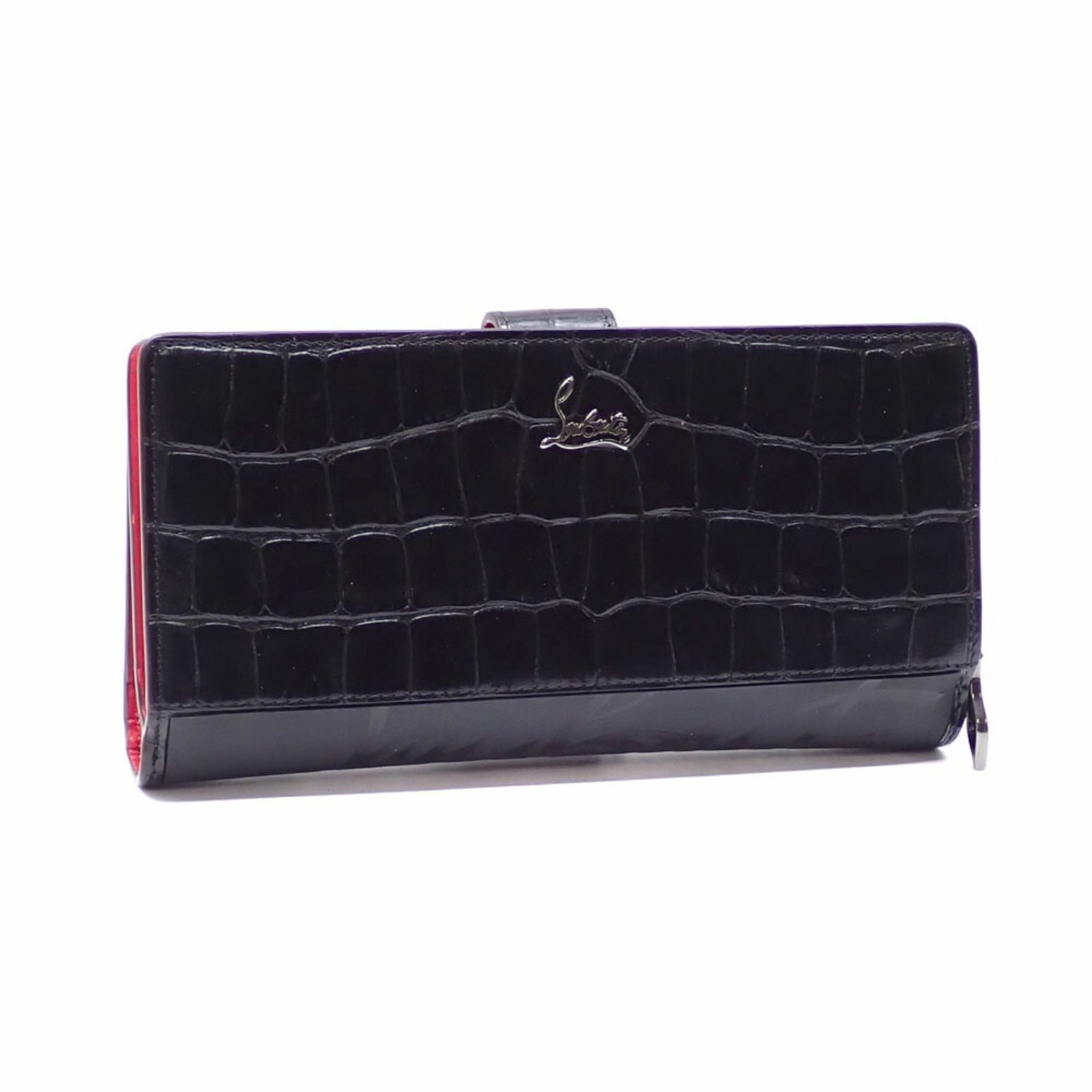 クリスチャンルブタン Christian Louboutin クリスチャンルブタン 二つ折り 長財布 ブラック レッド カーフレザー 3215133CM53 レディース メンズ 男女 型押しレザー