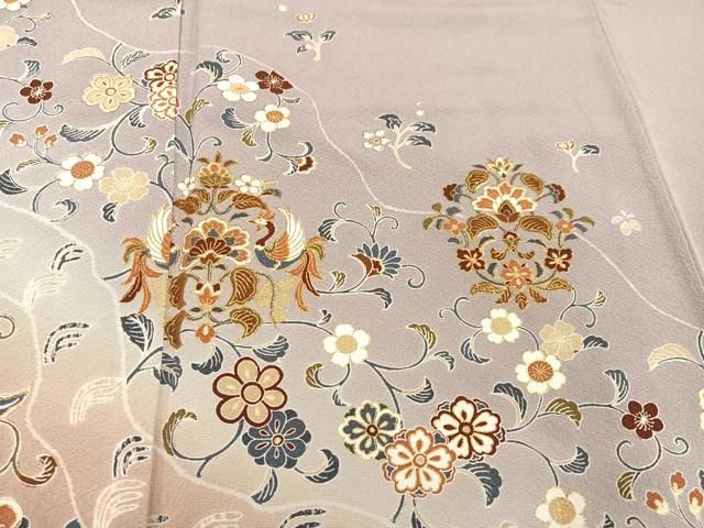 付け下げ フルセット 着物 正絹 訪問着 鳳凰 更紗 刺繍 雪輪 花 G5 訪問着