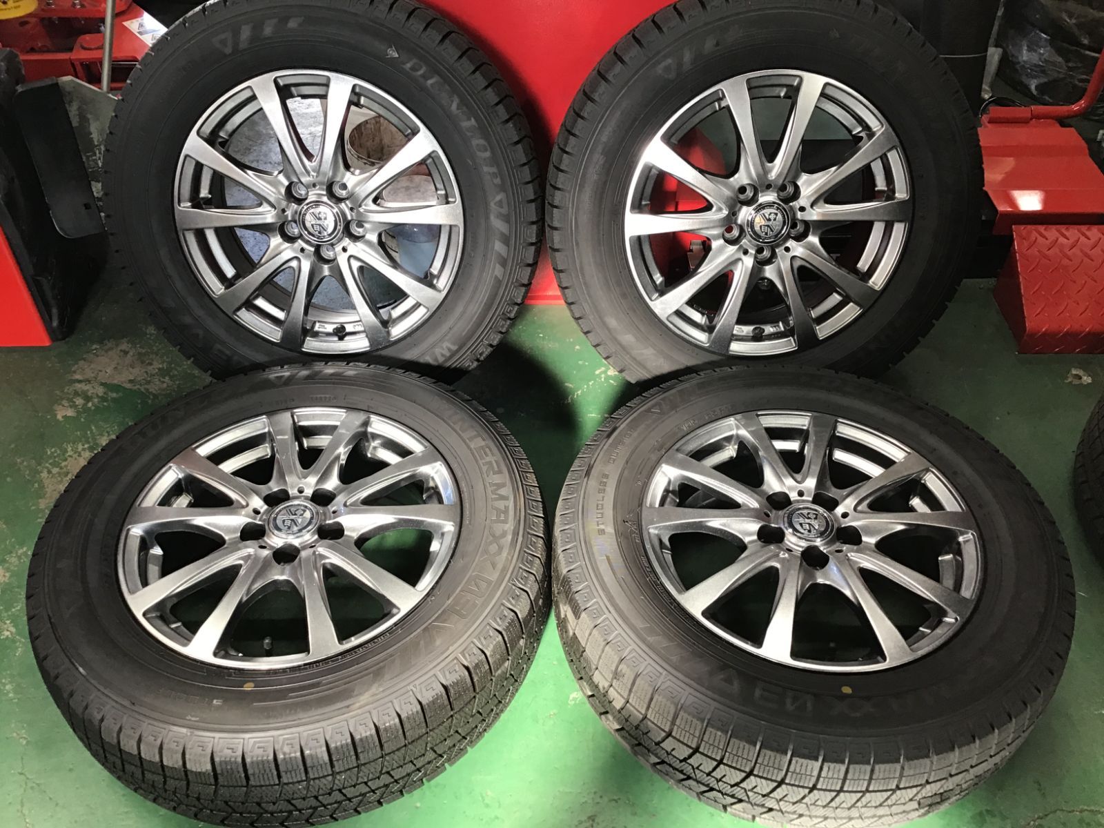 BIGWAY T.R.G. BAHN 15インチ 4本 フラッシュグレイ 6.0J 5H 100 +43 WM03 195/65R15 スタッドレス 30/50プリウスなど
