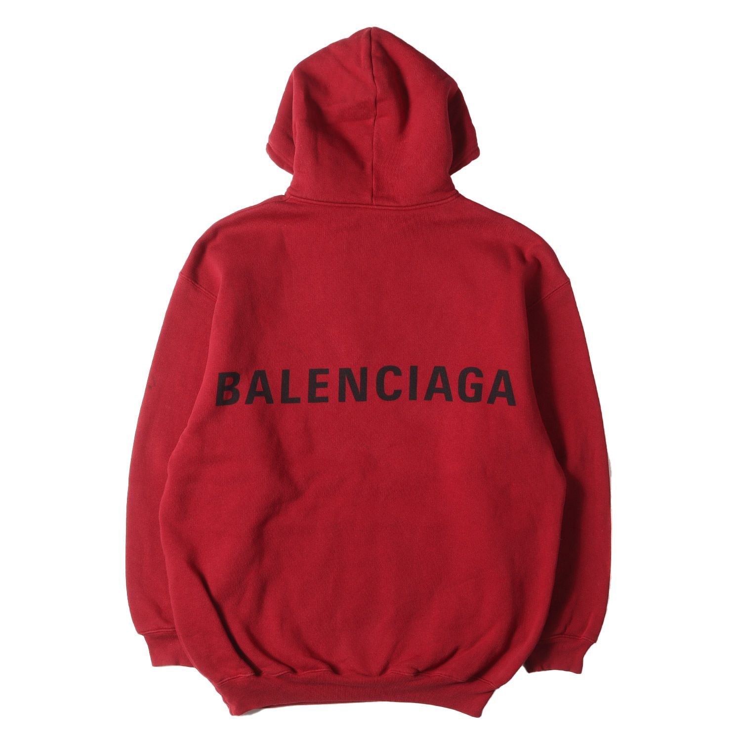 BALENCIAGA バレンシアガ パーカー サイズ:XS バック ロゴ オーバー サイズ ビッグ シルエット スウェットパーカー ワインレッド  トップス フーディー【メンズ】 - メルカリ