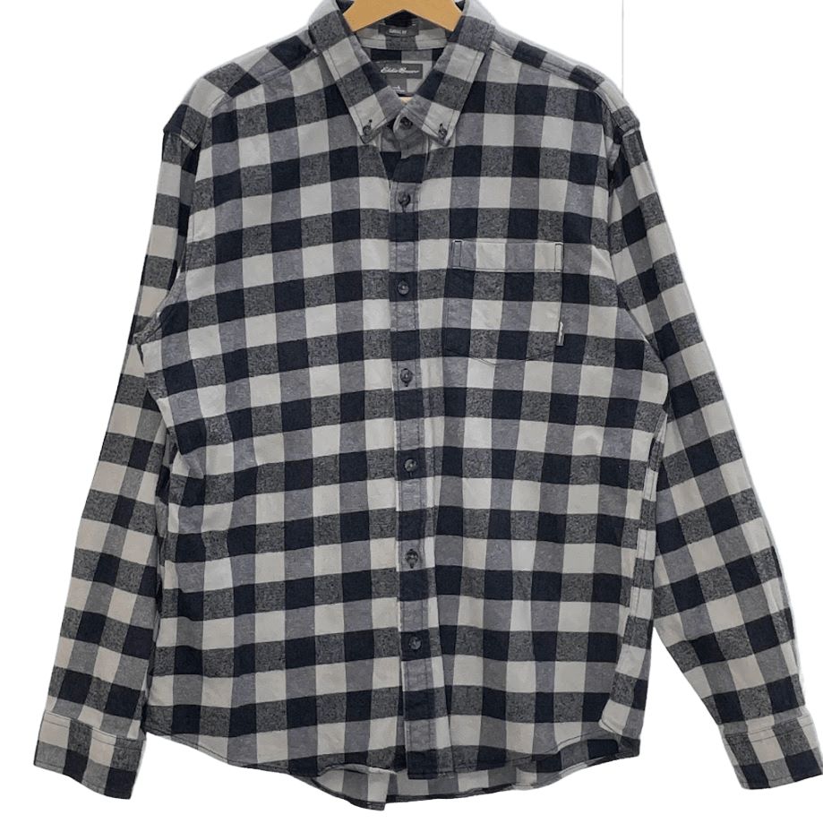 eddie bauer /長袖シャツ チェックシャツ ネルシャツ L Eddie