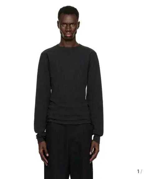 Entire Studios ウォッシュド 黒 サーマル ロング スリーブ Tシャツ