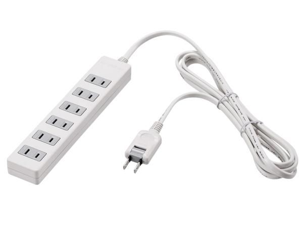 【新品・2営業日で発送】BUFFALO バッファロー BTWTK2625WH 2ピン式電源タップ 雷サージ 6個口 2.5m ホワイト(BTWTK2625WH)