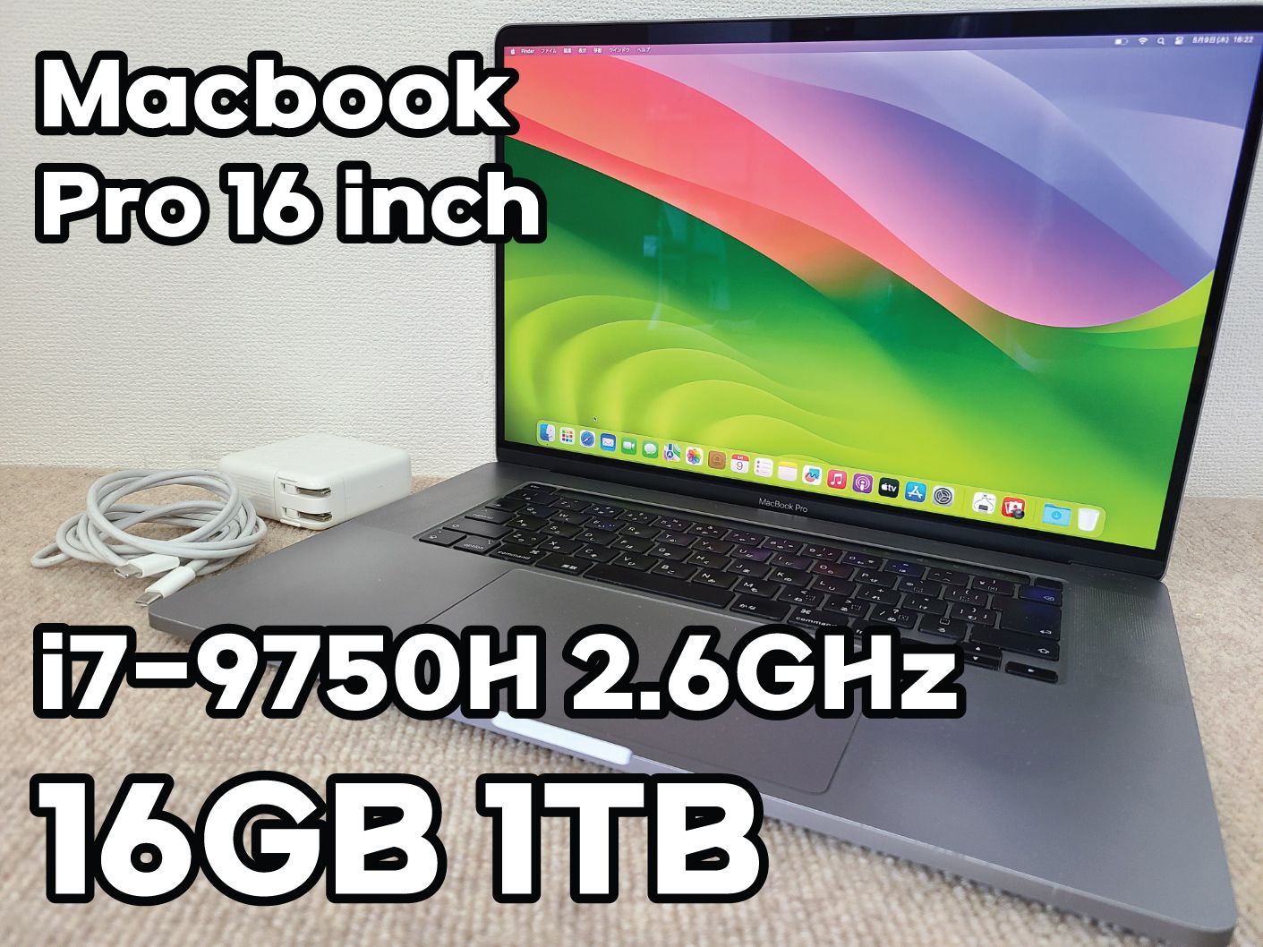 Apple MacBook Pro 16(2019， A2141) Core i7-9750H / 2.6GHz / RAM 16GB / SSD 1TB / スペースグレー / 充放電回数 : 327 [MC033]