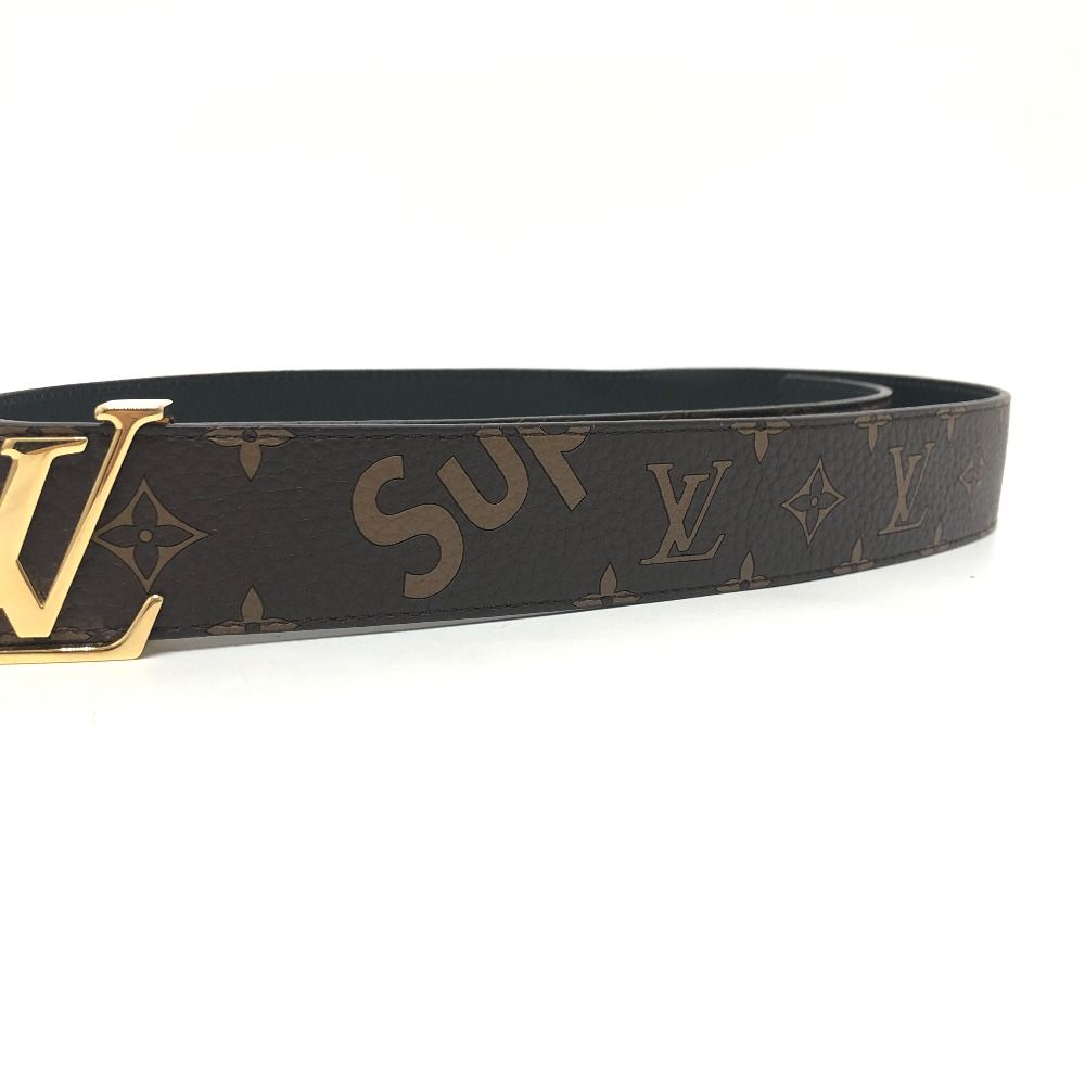 良品　ルイ・ヴィトン　サンチュール　ベルト　レザー　ブラウン　ロゴ　金具 LOUIS VUITTON ルイ・ヴィトン M6809 サンチュール LST ロゴ 型