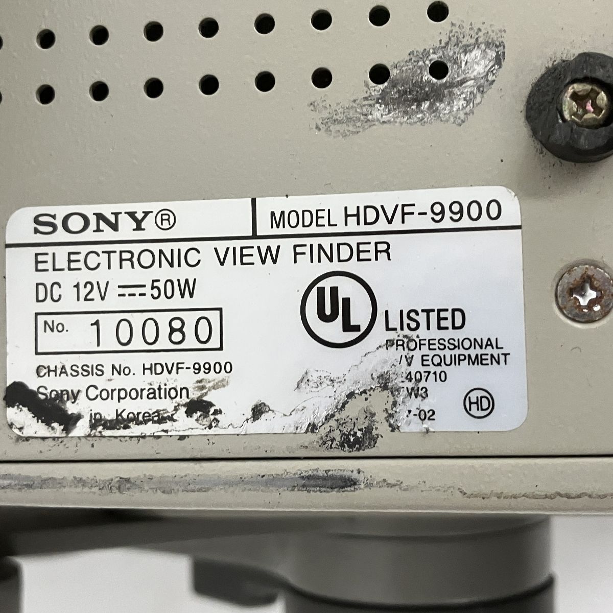SONY HDVF-9900 HDエレクトロニック カラー ビューファインダー 9型 ソニー 業務用 カメラ周辺機器 ジャンク Y9384777