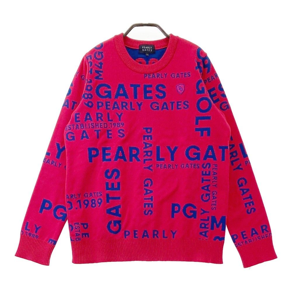 サイズ 1 PEARLY GATES パーリーゲイツ ニットセーター ロゴ 総柄 ピンク系 240101450793 ゴルフウェア レディース ストスト