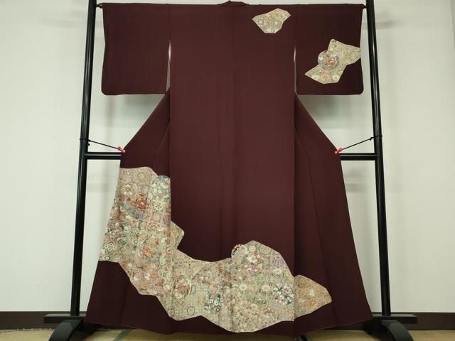 平和屋着物■訪問着　扇面鳳凰花唐草文　暈し染め　金彩　正絹　逸品　CAAO9441yk