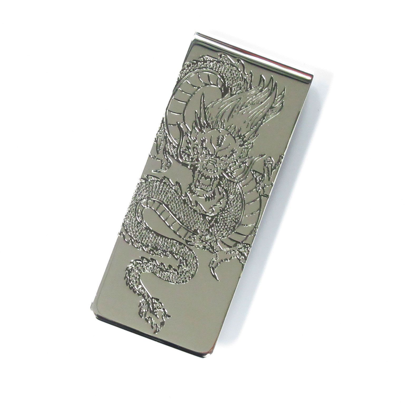 日本製 マネークリップ リュウ ニッケルイブシ シルバー 銀