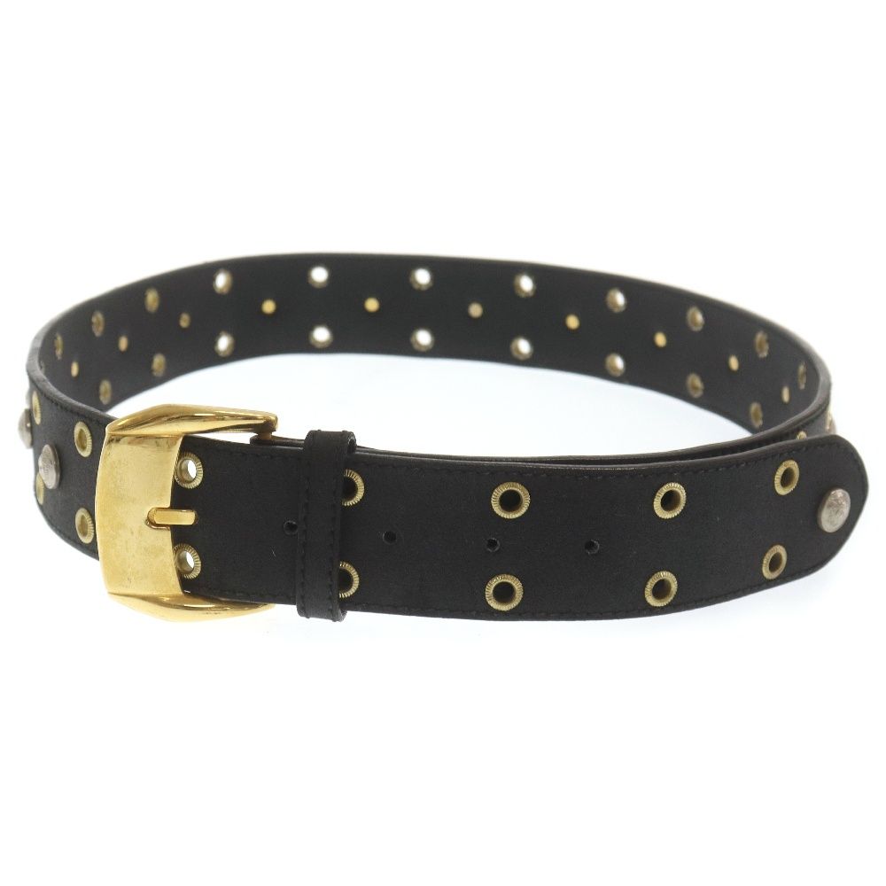 ✨美品✨ヴェルサーチ　メデューサ　スタッズ　ベルト　ブラック　金具　レザー VERSACE - 良品 VERSACE ヴェルサーチ メデューサ スタッズ