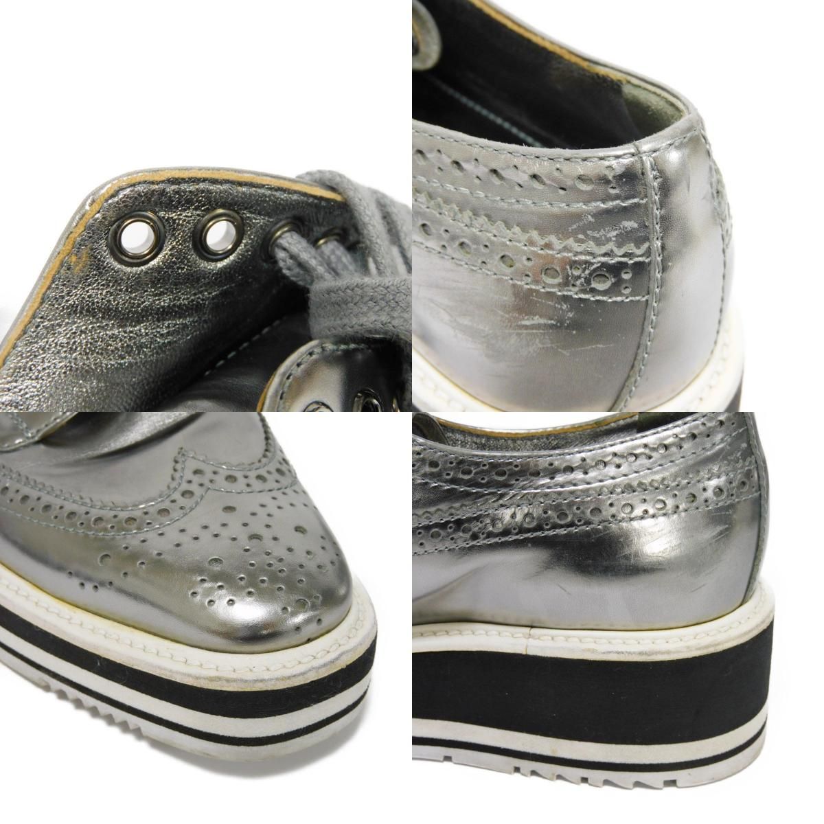 PRADA プラダ メダリオン ウィングチップ 34 1/2 レースアップ 5ホール 