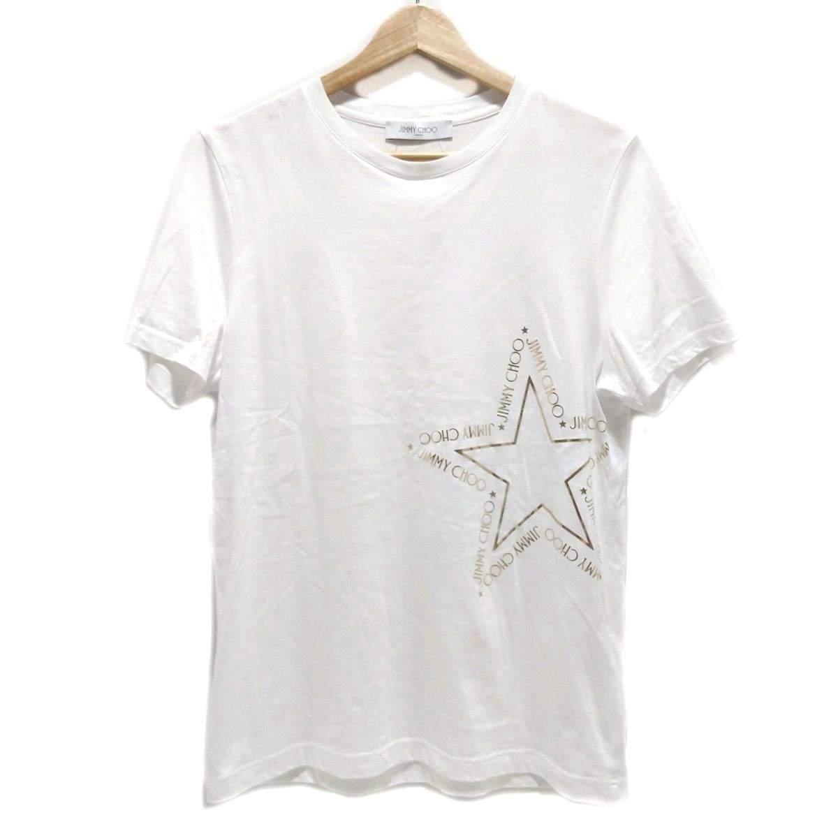 JIMMY CHOO ジミーチュウ ラインストーンロゴTシャツ Sサイズ JIMMY CHOO(ジミーチュウ) 半袖Tシャツ サイズS レディース美品