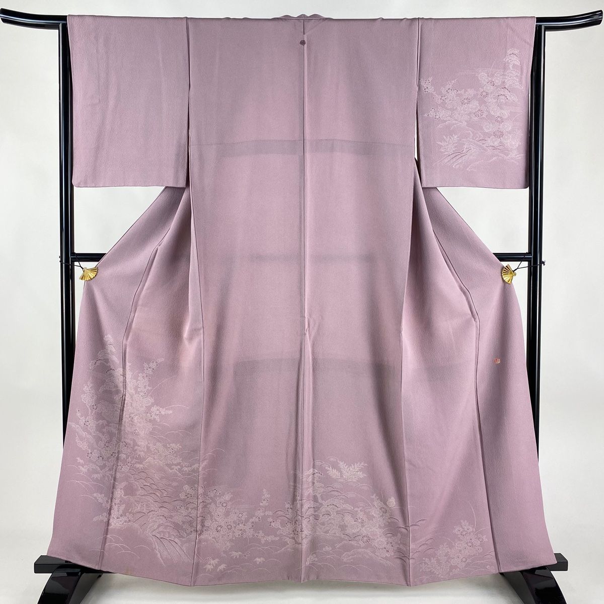 訪問着 身丈161cm 裄丈64.5cm M 袷 落款 蝶 草花 螺鈿 金銀彩