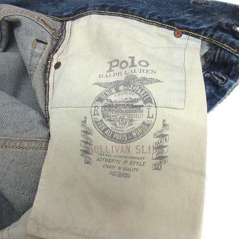 ポロ ラルフローレン POLO RALPH LAUREN ダメージ リペア加工 デニム パンツ ジーンズ ボタンフライ ライトブルー 34 09832  - メルカリ